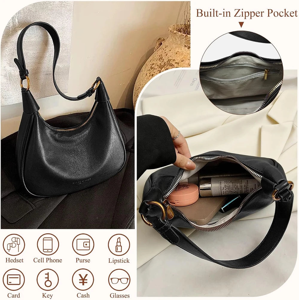 Mini Faux Leather Hobo Bag