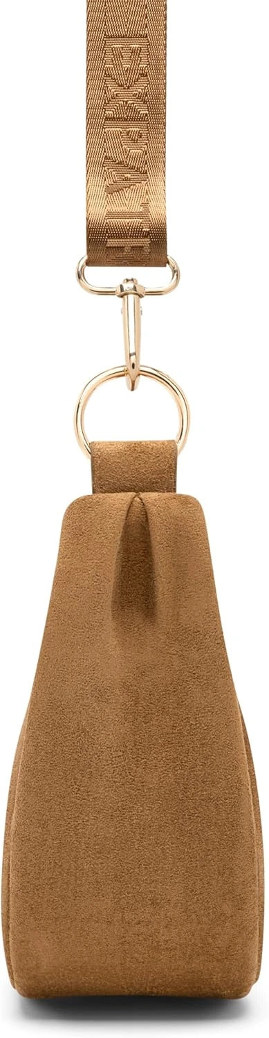 Vegan Suede Half Moon Crossbody Bag