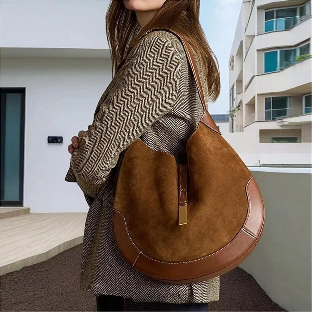 Suede Dumpling Shoulder Bag
