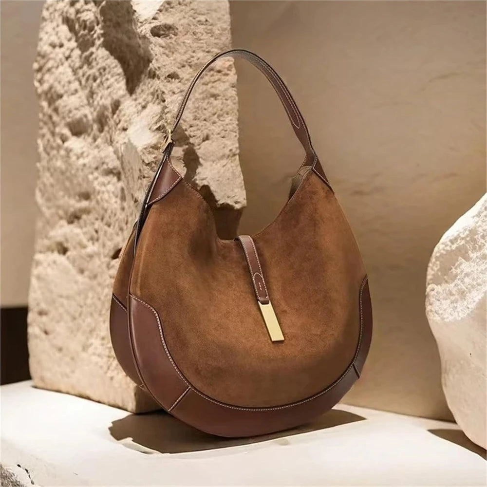 Suede Dumpling Shoulder Bag
