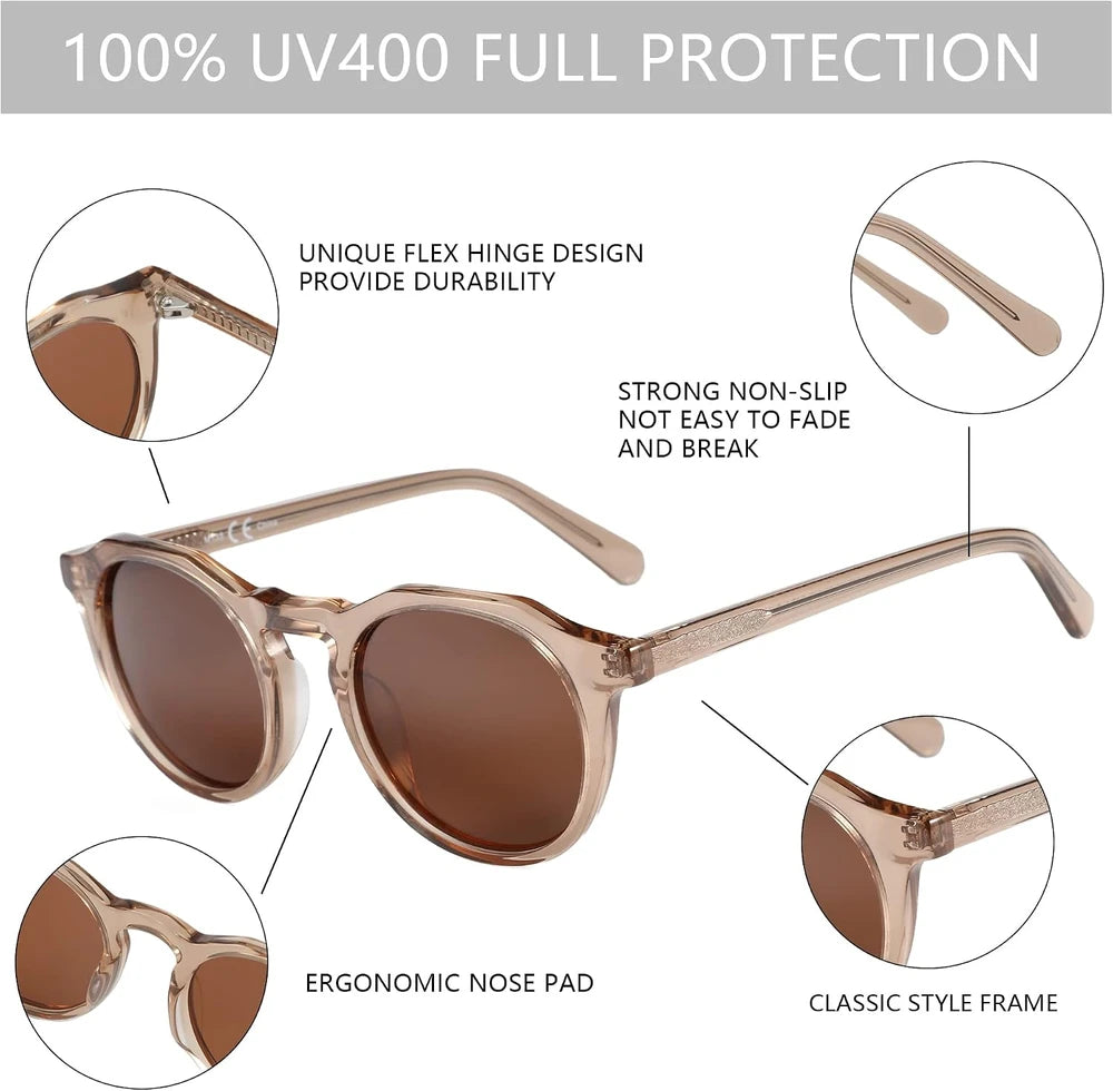 Zenottic Vintage Round Polarized Sunglasses